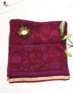 Pink Flower - Hand Block Print Kota Silk Doria Saree
