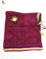 Pink Flower - Hand Block Print Kota Silk Doria Saree - Image 2