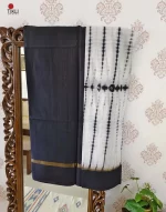 Black White Assam Silk saree - Image 5