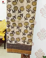 Botanical Motif Assam Silk saree with Maheshweri border - Image 2