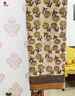 Botanical Motif Assam Silk saree with Maheshweri border - Image 3