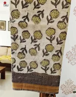 Botanical Motif Assam Silk saree with Maheshweri border