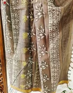 Botanical Motif Assam Silk saree with Maheshweri border - Image 5