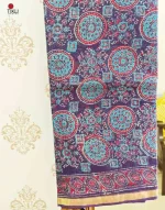 Blue Hues - Hand Block Print Kota Doria cotton Saree - Image 4