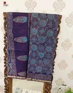 Blue Hues - Hand Block Print Kota Doria cotton Saree