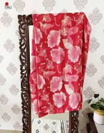 Red Floral Printed Light Weight Saree - Image 2