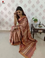 Multi Flower Assam Silk saree with Maheshweri  border - Image 2