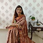 Multi Flower Assam Silk saree with Maheshweri  border