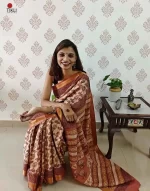 Multi Flower Assam Silk saree with Maheshweri  border