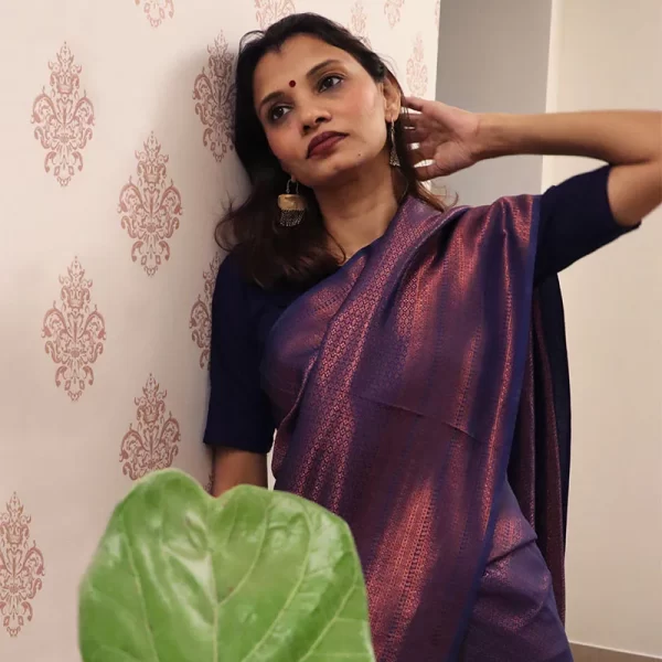 Purple Jaal softy Art silk saree with Zari weaving work