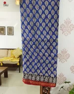 Blue Pine  - Hand Block Print Chanderi Silk Saree - Image 3