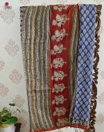 Blue Pine  - Hand Block Print Chanderi Silk Saree - Image 4