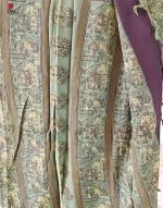 Green Hathi Palki Assam Silk saree with Zari border - Image 4